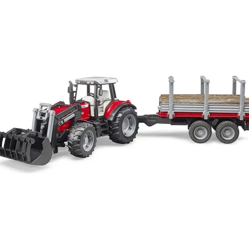 Bruder | Massey Ferguson 7480 w/ Front Loader u0026 Timber Trailer 1:16