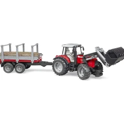 Bruder | Massey Ferguson 7480 w/ Front Loader u0026 Timber Trailer 1:16