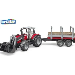 Bruder | Massey Ferguson 7480 w/ Front Loader u0026 Timber Trailer 1:16