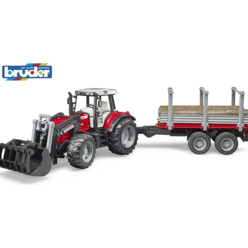 Bruder | Massey Ferguson 7480 w/ Front Loader u0026 Timber Trailer 1:16