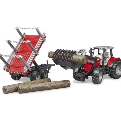 Bruder | Massey Ferguson 7480 w/ Front Loader u0026 Timber Trailer 1:16