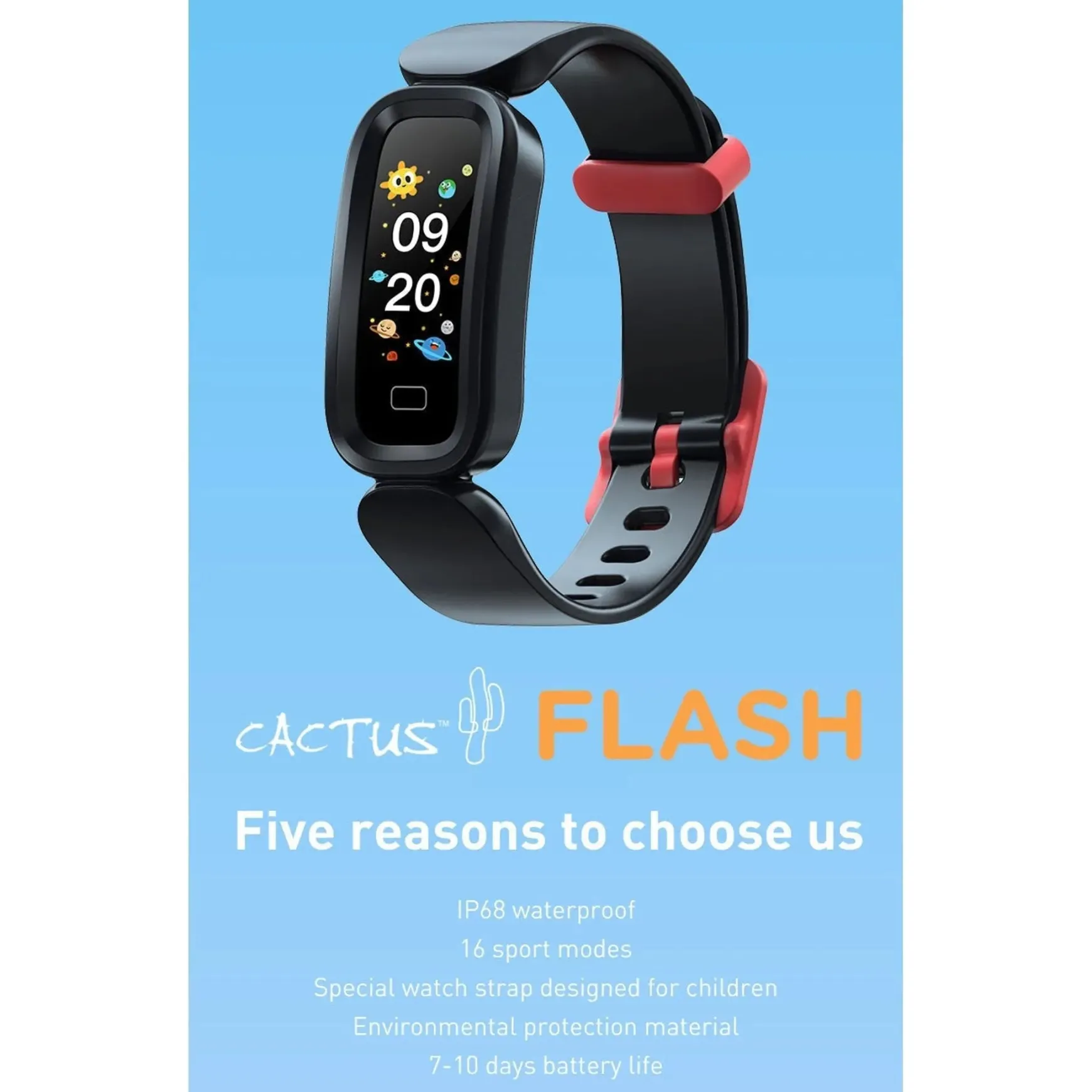 Cactus - Flash - Kids Fitness Activity Tracker - Black
