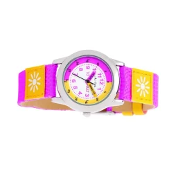 Cactus - Time Teacher - Girls Kids Watch - Pink / Yellow with Flowers