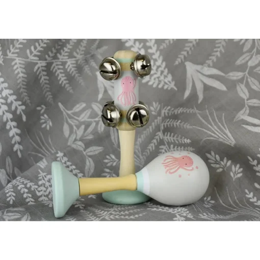 Calm u0026 Breezy Sea Wooden Maraca u0026 Bell Stick Set