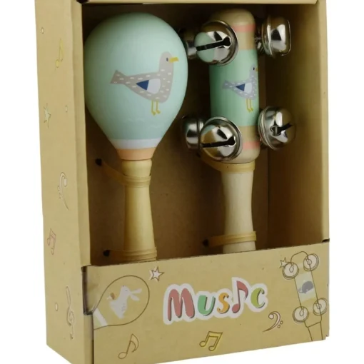 Calm u0026 Breezy Sea Wooden Maraca u0026 Bell Stick Set