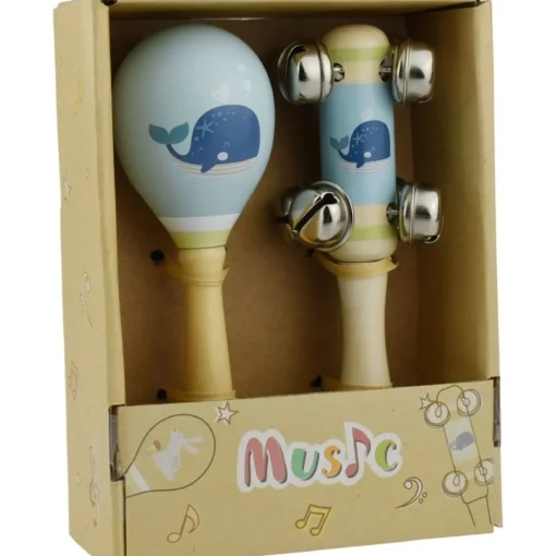 Calm u0026 Breezy Sea Wooden Maraca u0026 Bell Stick Set