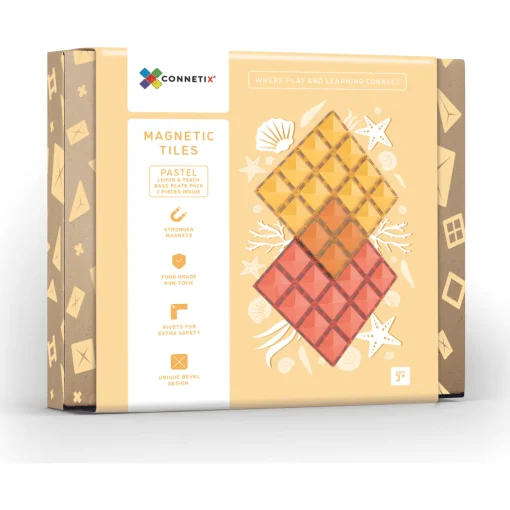 Connetix 2 Piece Base Plate Lemon u0026 Peach Pack Pastel