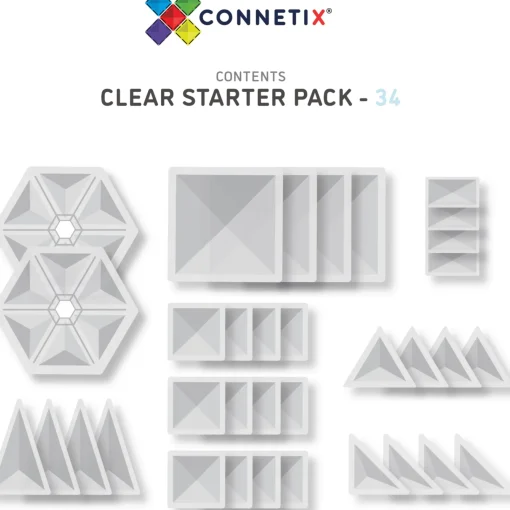 Connetix 34 Piece Clear Starter Pack
