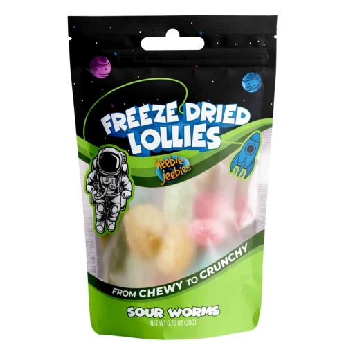 Heebie Jeebies | Freeze Dried Sour Worms Lollies | Mini