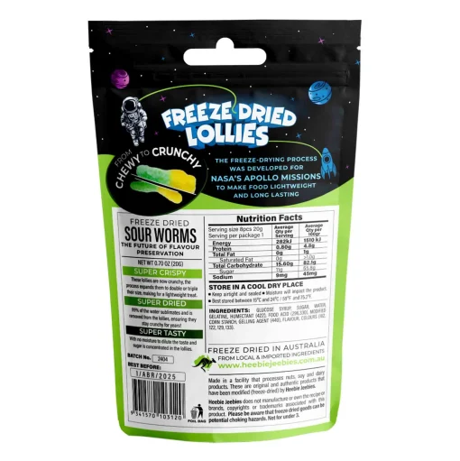 Heebie Jeebies | Freeze Dried Sour Worms Lollies | Mini