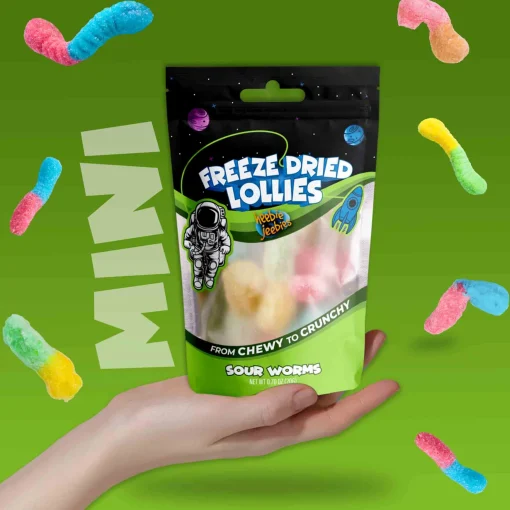 Heebie Jeebies | Freeze Dried Sour Worms Lollies | Mini
