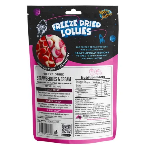 Heebie Jeebies | Freeze Dried Strawberries and Cream Lollies | Large