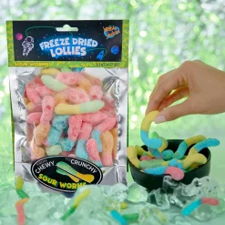 Heebie Jeebies | Freeze Dried Sour Worms Lollies | Large