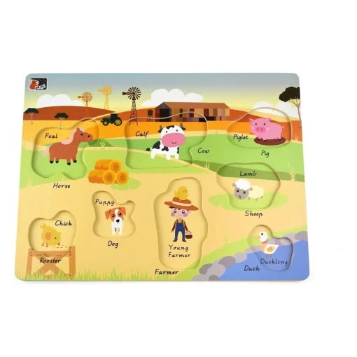 2 in 1 Peg Puzzle - Farm