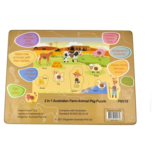 2 in 1 Peg Puzzle - Farm