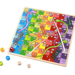 2 in 1 Wooden Board Game - Ludo, Snakes u0026 Ladders