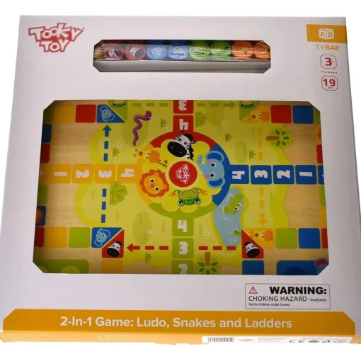 2 in 1 Wooden Board Game - Ludo, Snakes u0026 Ladders