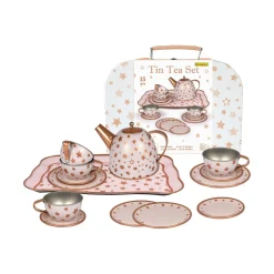 Kaper Kidz - Gold Star Tin Tea Set In Suitcase