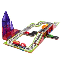 Learn u0026 Grow - Magnetic Tile Topper - Train Track Pack (36 Piece)