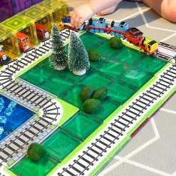 Learn u0026 Grow - Magnetic Tile Topper - Train Track Pack (36 Piece)