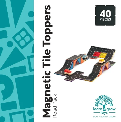 Learn u0026 Grow Toys - Magnetic Tile Topper - Road Pack (40 Piece)
