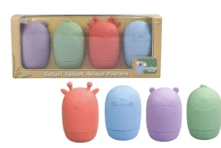 Silicone Safari Splash Animal Pourers 4 Piece Set- Brights