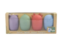Silicone Safari Splash Animal Pourers 4 Piece Set- Brights