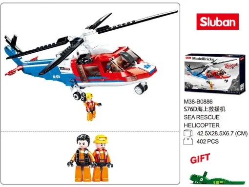 Sluban | Model Bricks | Sea Rescue Helicopter 402 Pcs