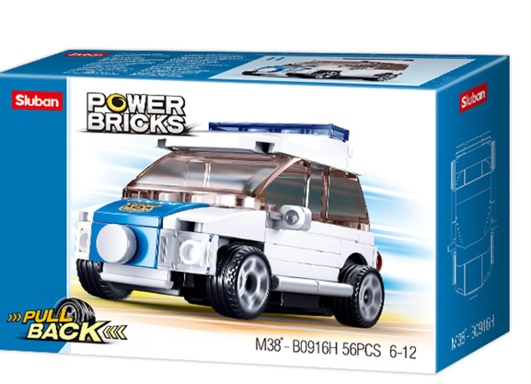 Sluban | Power Bricks | Pull Back Car 56 Pcs