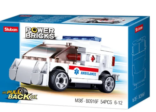 Sluban | Power Bricks Pull Back Car Ambulance 54 Pcs