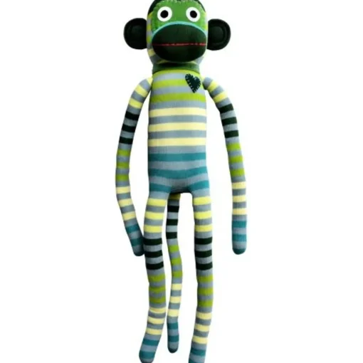 Sock Monkey - Billie Green and Blue Striped Monkey 70cm