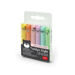 Teddy's Style - Set of 6 Mini Pastel Highlighters