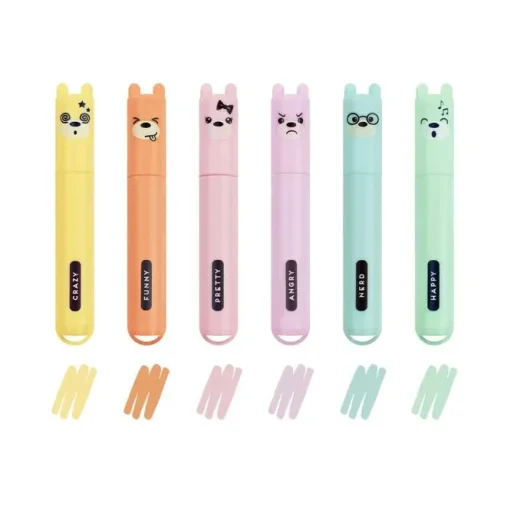 Teddy's Style - Set of 6 Mini Pastel Highlighters