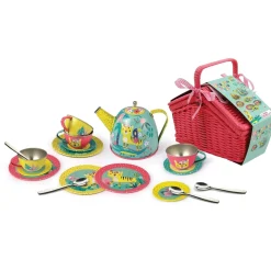Tiger Tin Tea Set In Picnic Basket (18 Piece Set)