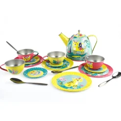 Tiger Tin Tea Set In Picnic Basket (18 Piece Set)